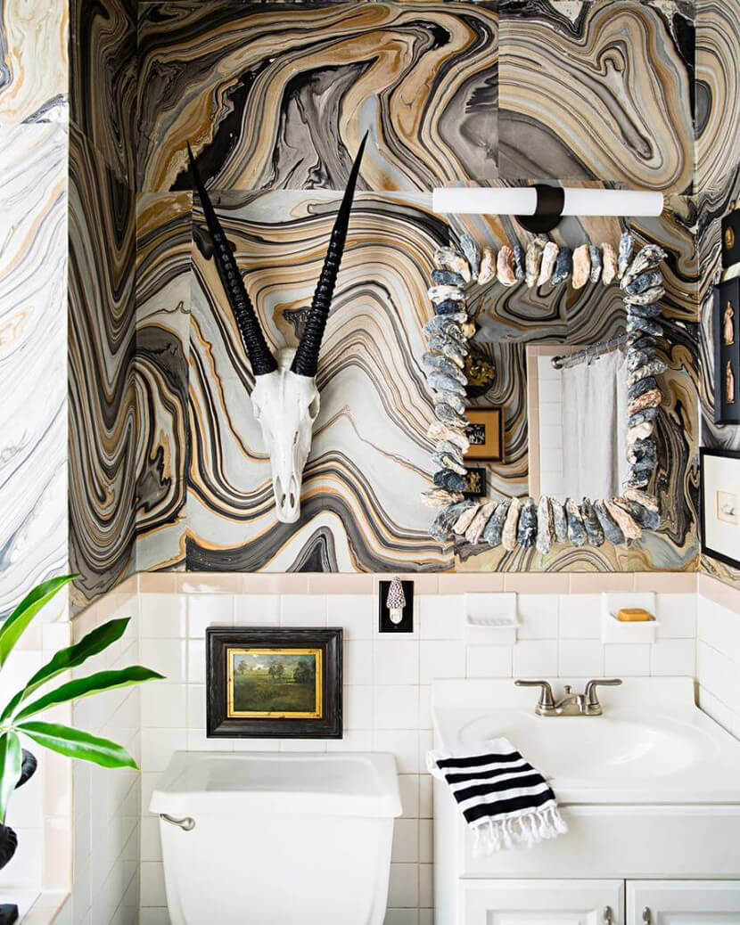 12 Wonderfully Wallpapered Bathrooms